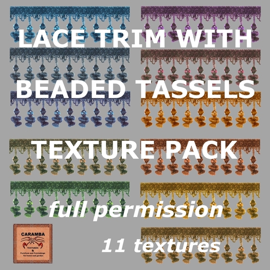 Lace trim with beaded tassels - texture pack