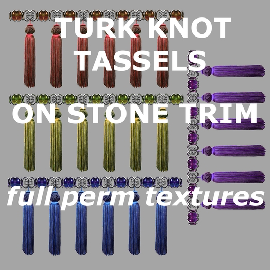 Turk knot tassels on stone trim - texture pack