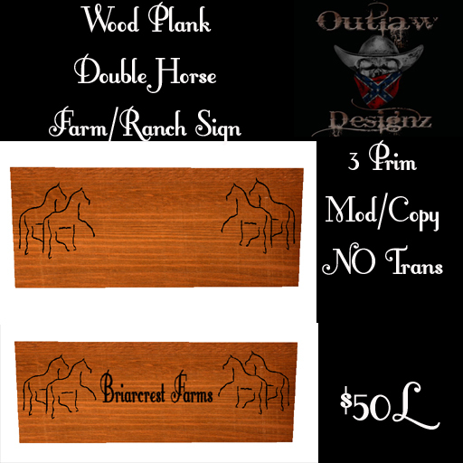 Wood Plank Double Horse Farm/Ranch Sign