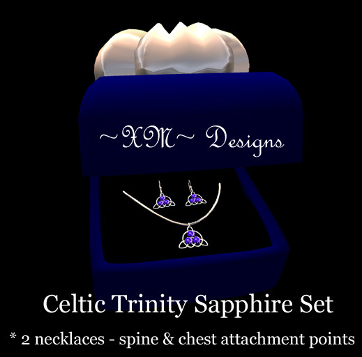 ~XM~ Celtic Trinity Sapphire Set