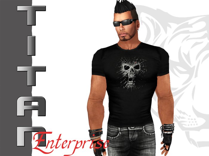 [TE] Wht Skull Web Black M