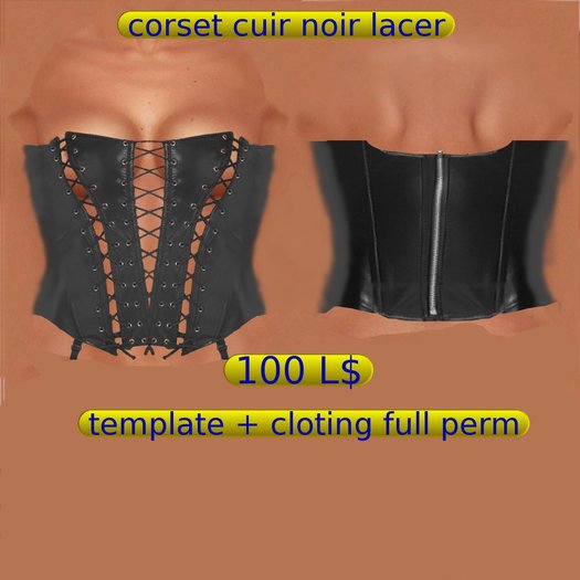 corset cuir noir lacer