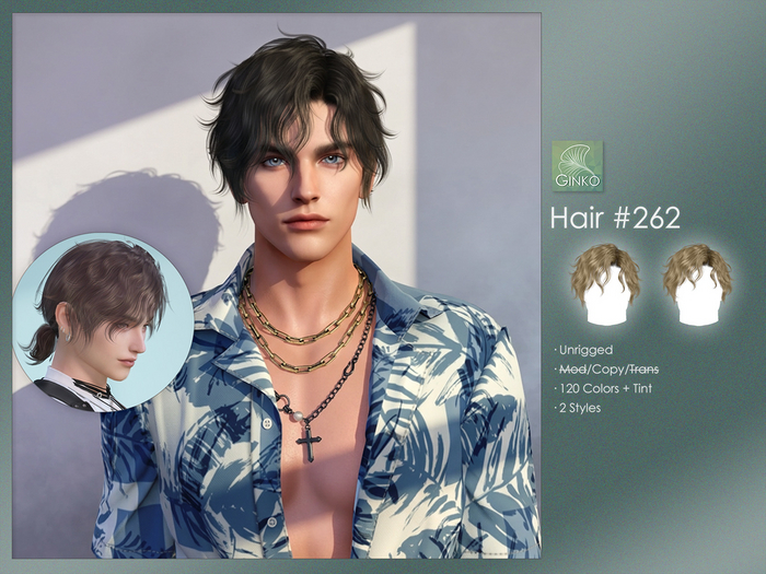Second Life Marketplace - [Ginko Hair] #262 Hair - Short Messy Wavy Wet ...