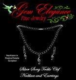 Gem Elegance Silver Song Treble Clef Necklace & Earrings Set