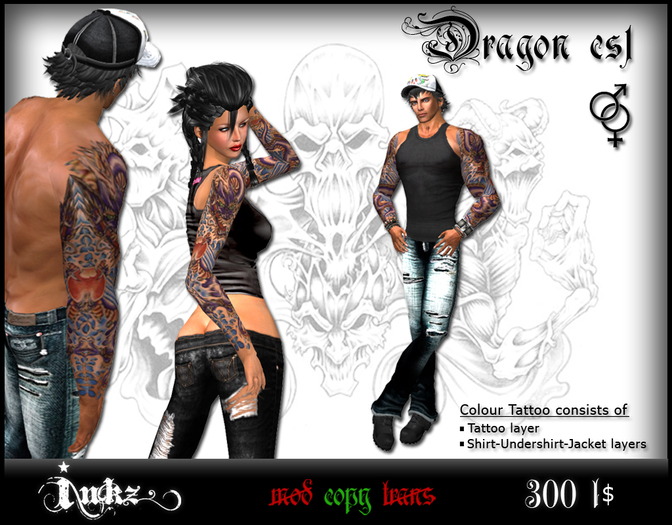 ℹƝƘZ★Tattoos - DRAGON CS1 Boxed