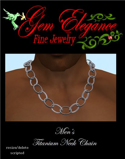 Gem Elegance Men's Large Titanium Neck Chain 
