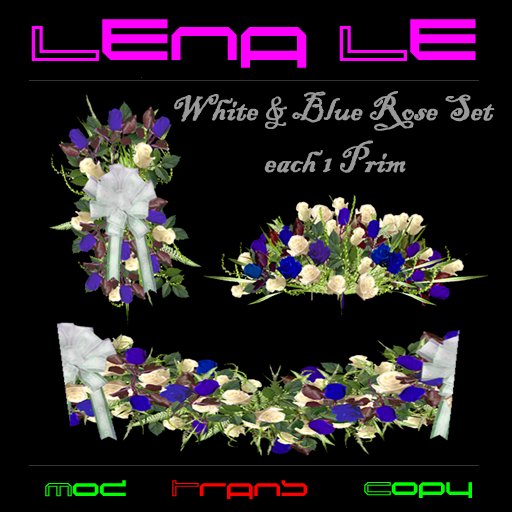 White & Blue Rose Set