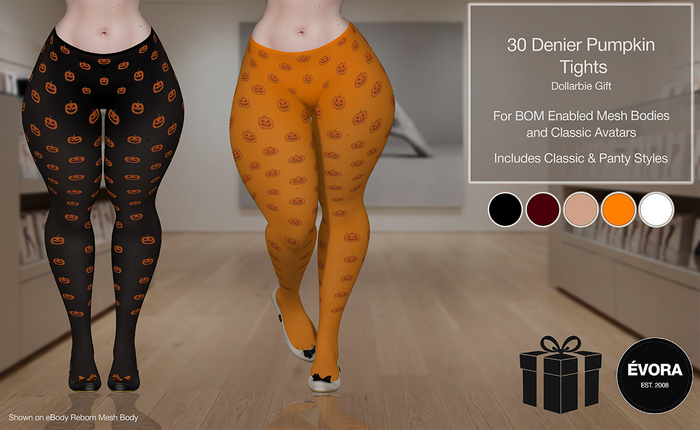 EVORA - 30 Denier Pumpkin Tights - Dollarbie Gift