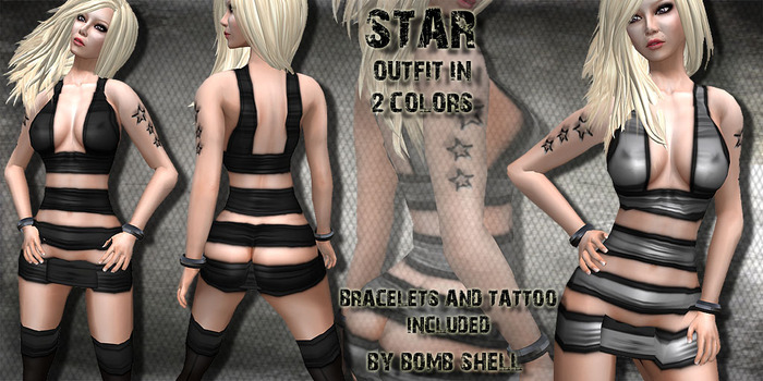 :::Bomb Shell::: Star Outfit Black and Steel