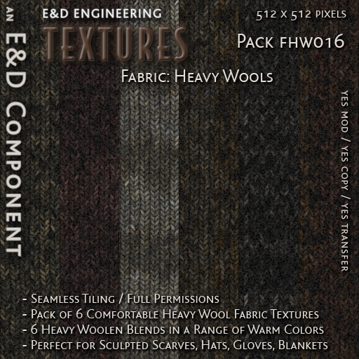 [FHW016] 6 512px Wool Fabric Textures for Winter Sweater Hat Scarf in Rich Luxurious Olive Brown Gray by E&D ENGINEERING