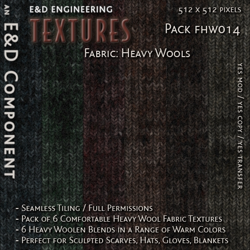 [FHW014] 6 512px Heavy Blue Red Olive Green Brown Wool Fabric Textures for Winter Sweater Scarf Hat by E&D ENGINEERING