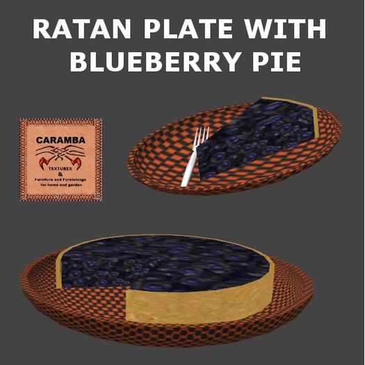 Ratan plate with blueberry pie