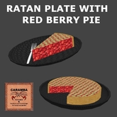 Ratan plate with red berry pie