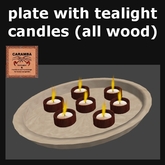 plate with tealight candles - all wood
