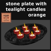 stone plate with tealight candles (orange)