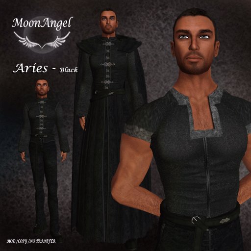 MA* Aries Black Male, Medieval Knight with Cloak and Robes