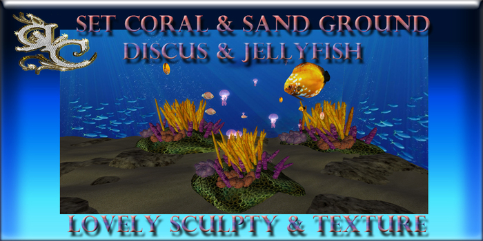 Set coral  - jellyfish - fish discus