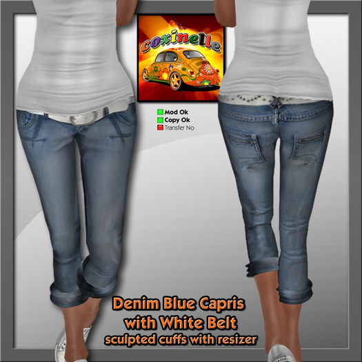Coxi - Capri Jeans blue with belt female
