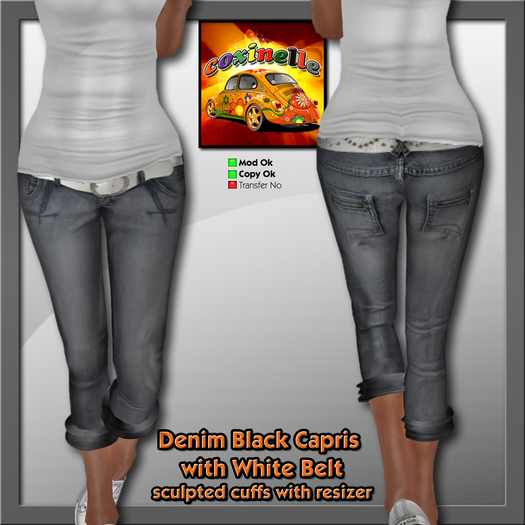  Coxi -  Capris Jeans black with belt female