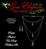 Gem Elegance Purple Abalone Trio Drop Necklace Set