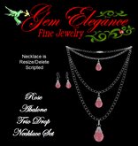 Gem Elegance Rose Abalone Trio Drop Necklace & Earrings Set