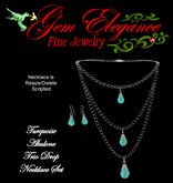 Gem Elegance Turquoise Abalone Trio Drop Necklace & Earring Set
