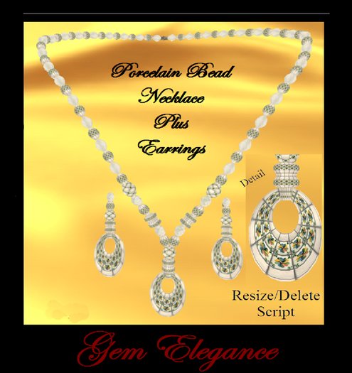 Gem Elegance Porcelain Bead Necklace & Earring Set