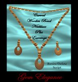 Gem Elegance Wooden Bead Necklace & Earring Set