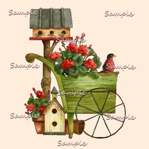 birdhouses and weelbarrow texture TGA FULL PERMS
