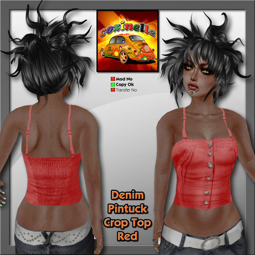 Coxi - Crop Top Denim Red