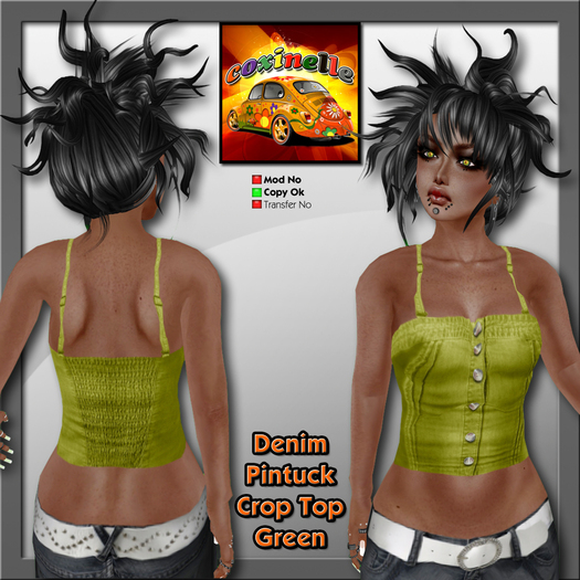 Coxi - Crop Top Denim Green