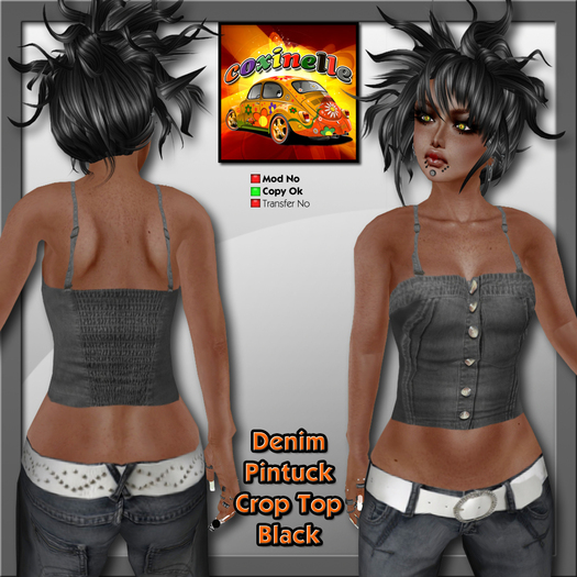 Coxi - Crop Top Denim Black