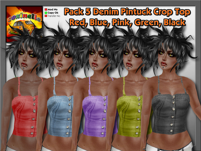Coxi -  Denim Pintuck Crop Top Fat pack