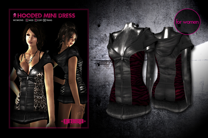 +grasp+/Hooded mini dress/Zebra/Red
