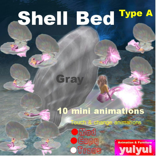 Shell bed for mermaid Gray