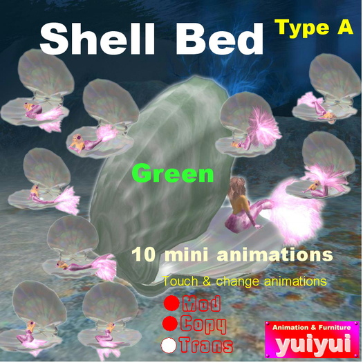 Shell bed for mermaid Green