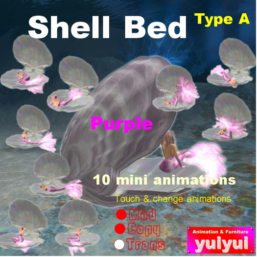 Shell bed for mermaid Purple