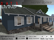 DEEP WINTER BLUES Cottage House, Traditional One Bedroom Home, Cute House, Resident Series Prefab Structure. DATS Living