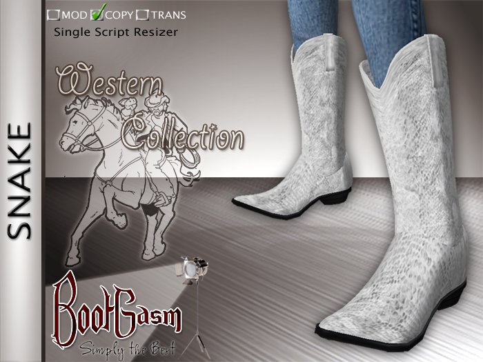 Bootgasm Snake Cowboy Boots White