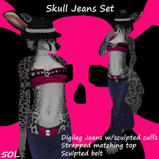 Skull Digi Jeans Set Pink -boxed-
