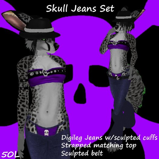 Skull Digi Jeans Set Purple -boxed-