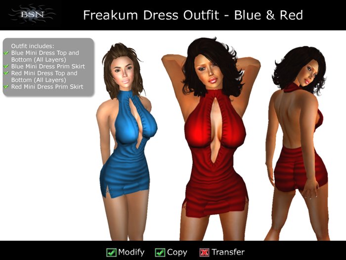 BSN Freakum Dress Outfit - Blue & Red