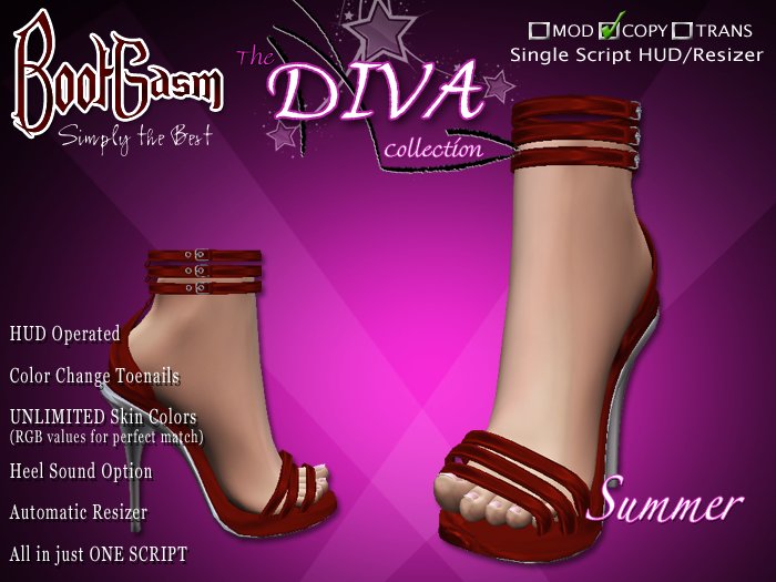 Bootgasm Diva Summer Red High Heels w/ Toes
