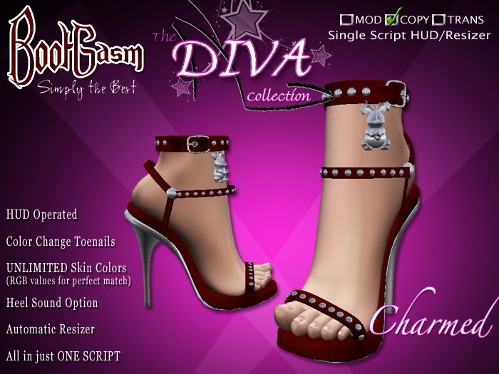 Bootgasm Diva Charmed Red High Heels w/ Toes