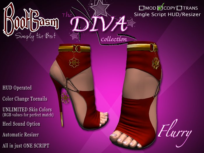 Bootgasm Diva Flurry Red High Heels w/ Toes