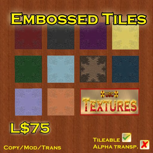 Css Embose Tiles Second Life Marketplace - USC Textures - Embossed Tiles