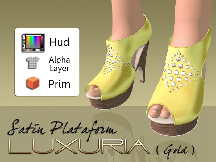 ! Luxuria Shoes - Satin Plataform (Gold) [PROMO]