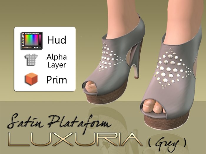 ! Luxuria Shoes - Satin Plataform (Grey) [PROMO]