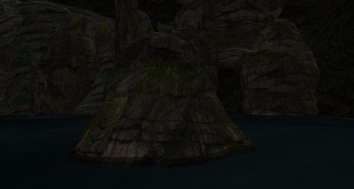 Cave underground lake + meadow with waterfall
