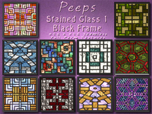 Peeps Textures Stained Glass 1 Black Frame